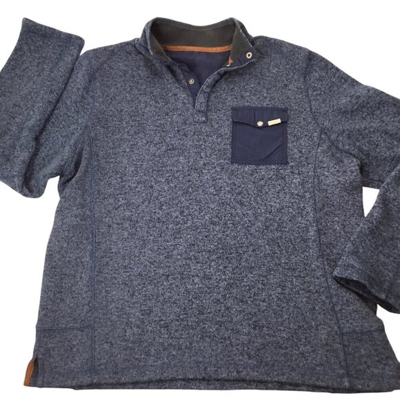 Woolrich 1/4 Snap Sweater Blue Men's Large Pullover Fleece Line Knit Pocket Mock - Picture 7 of 9